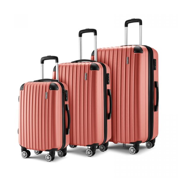 3Pcs Suitcase Luggage Set Expandable Hard Shell Carry On Travel Trolley Lightweight Cabin TSA Lock 2 Covers Rose Gold