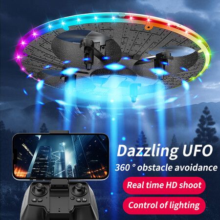 Silver HD Aerial Photography Drone Light Switching UFO Foam Remote Control Aircraft Intelligent Obstacle Avoidance And Anti Collision Quadcopter