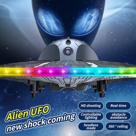 Silver HD Aerial Photography Drone Light Switching UFO Foam Remote Control Aircraft Intelligent Obstacle Avoidance And Anti Collision Quadcopter