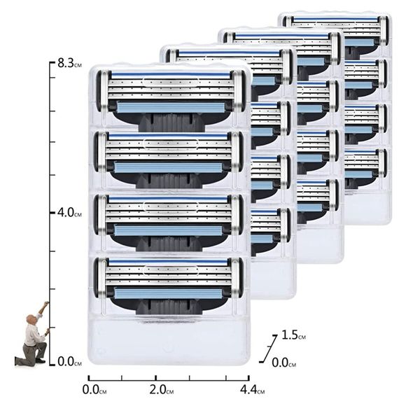 Razor Blades Refills for Mach3,Razor Blades for Gillette,Manual Blades Refills for Gillette,Mens Razor Blade Refills with Dual Lubrication,Stainless Steel Blades for Sensitive Skin (24Pcs)