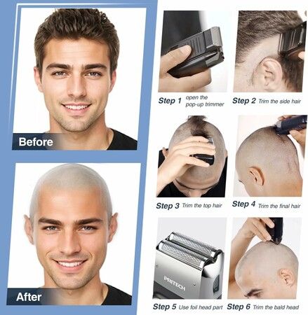 Electric Bald Shavers with 2 in 1 Double Blade Shaver Foil Blade and PopupTrimmer with Rechargeable 3 Adjustable Speeds Men Bald Shaver