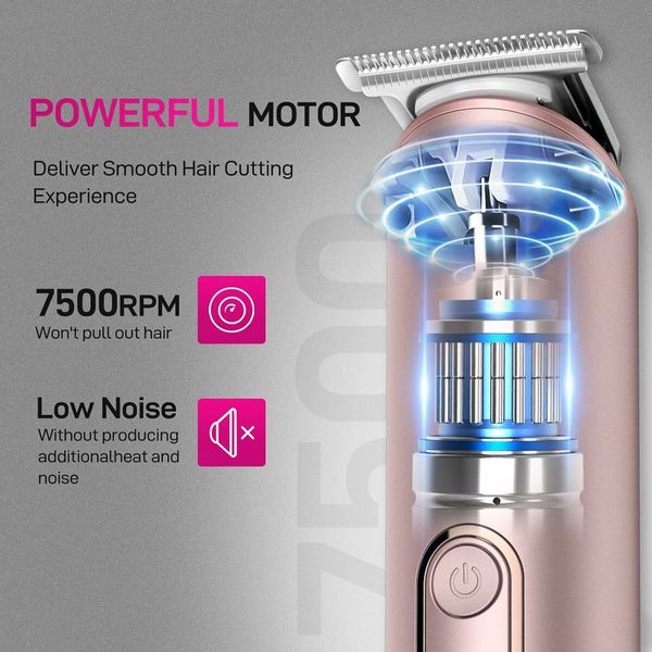 (Rose Gold)Hair Trimmer for Women,Waterproof Trimmer for Wet & Dry Use,Rechargeable Hair Trimmer,Electric Razor&Shaver with Standing Recharge Dock