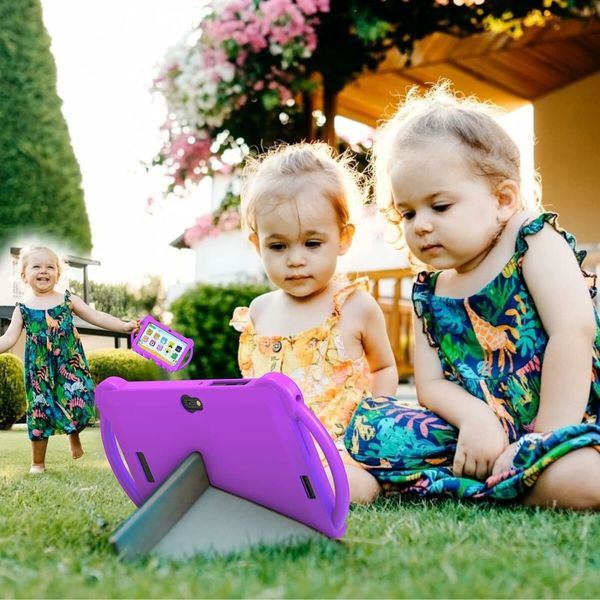 7 Inch Kids Tablet with 32GB ROM Android 11.0 Toddler Tablet Bluetooth WiFi GMS Parental Control Dual Camera Shockproof Case Educational Games in Purple