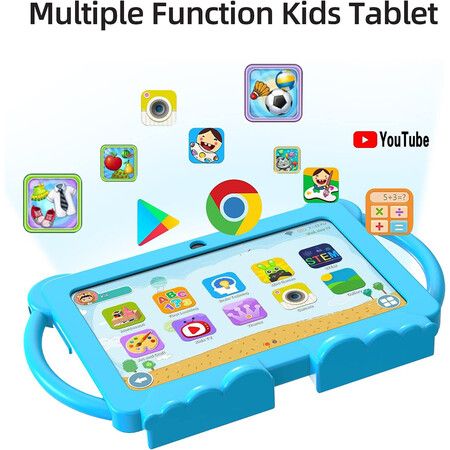 7 Inch Kids Tablet, 32GB ROM Android 11.0, Toddler Tablet with Bluetooth, WiFi, GMS, Parental Control, Dual Camera, Shockproof Case, Educational, Games (Blue)