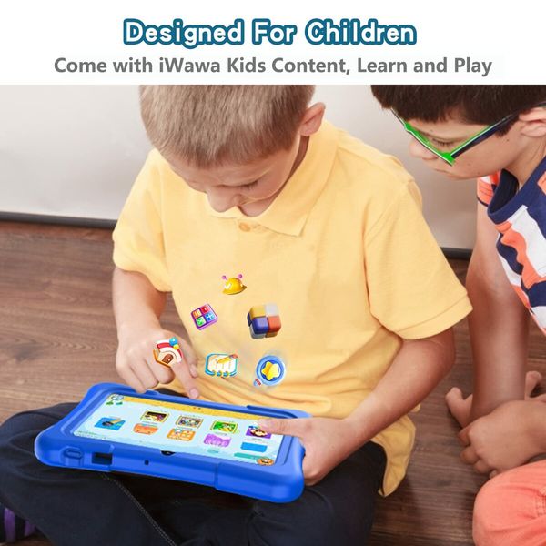 7 Inch Kids Tablets with WiFi 32GB ROM 2GB RAM Bluetooth Camera Parental Control Pre-Installed Apps Games Learning Educational Tablet with Case in Blue