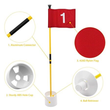 Golf Flagstick Mini,Putting Green Flag for Yard,All 3 Feet,Double-Sided Numbered Golf Flags,Golf Pin Flag Hole Cup Set,Portable 2-Section Design,Gifts Idea (#1 #2 #3 #4)