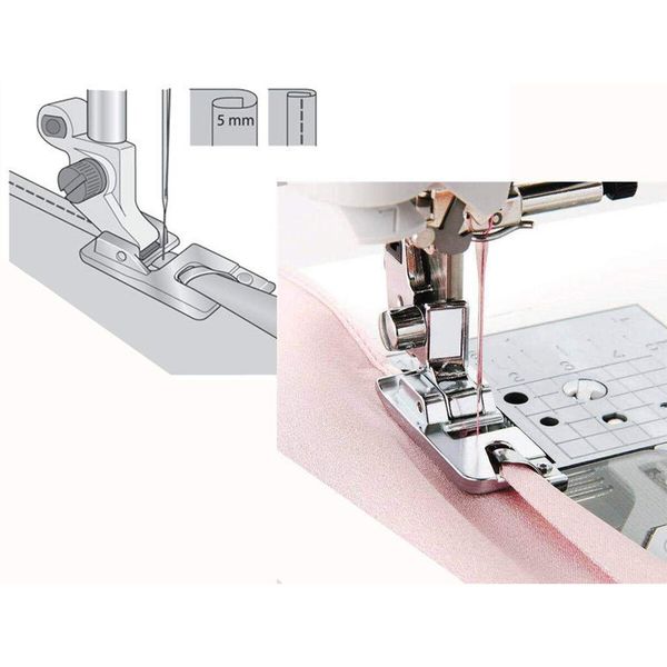 Hemming Foot Kit 6Pcs Hemmer Foot Sewing Machine Presser Foot Hemmer for Brother Singer Janome Low Shank Sewing Machine Use Rolled Hem Presser Foot