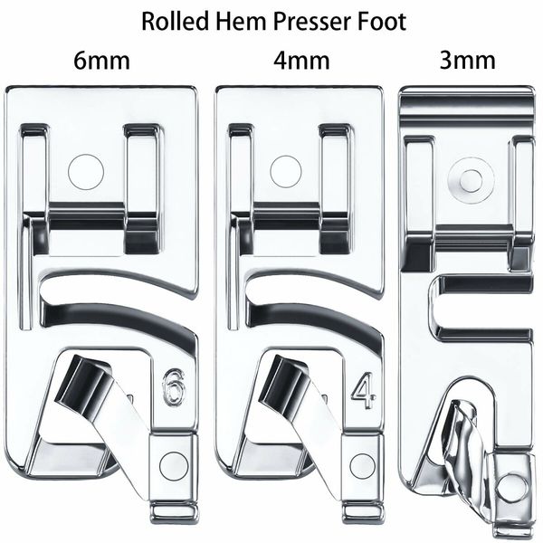 Narrow Rolled Hem Sewing Machine Presser Foot Set Suitable for Household Multi-Function Sewing Machines 3 mm,4 mm and 6 mm (3)