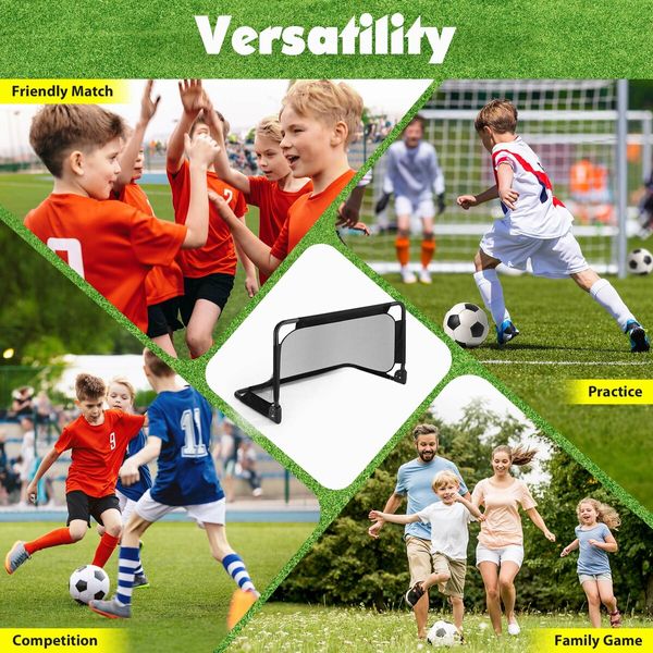 Soccer Football Net Set Metal Frame Goal Portable Aluminium Backyard Game Training Practice 90x65cm