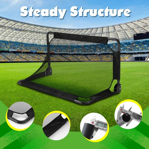 Soccer Football Net Set Metal Frame Goal Portable Aluminium Backyard Game Training Practice 90x65cm