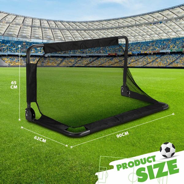 Soccer Football Net Set Metal Frame Goal Portable Aluminium Backyard Game Training Practice 90x65cm