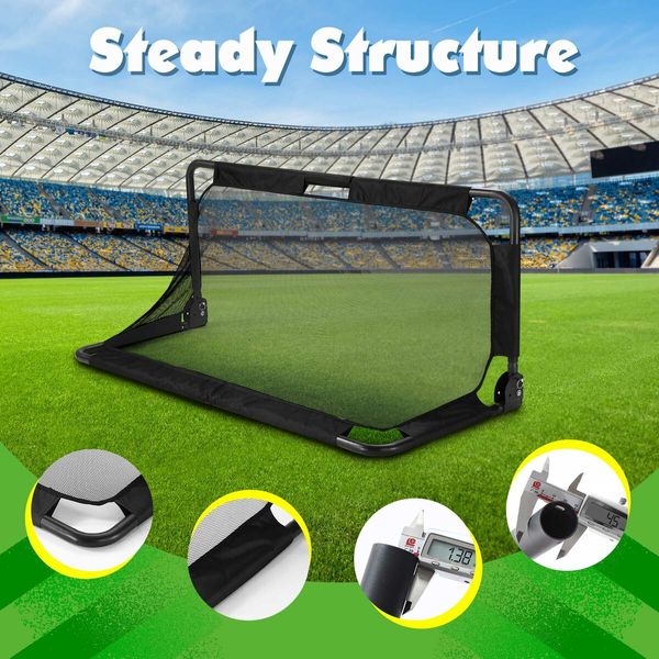 Soccer Football Net Set Metal Frame Goal Portable Aluminium Backyard Game Training Practice 150x65cm