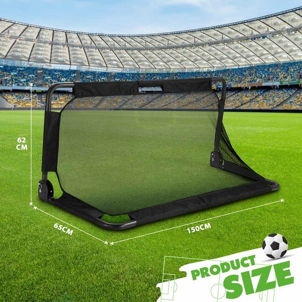 Soccer Football Net Set Metal Frame Goal Portable Aluminium Backyard Game Training Practice 150x65cm