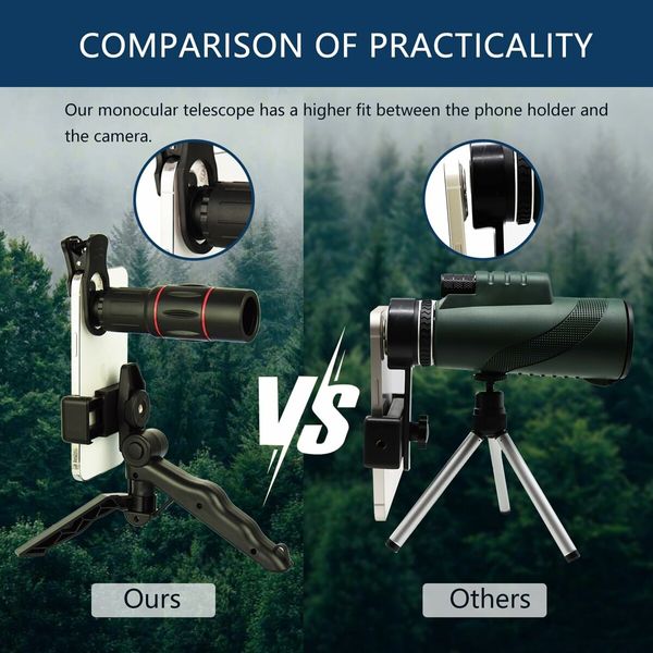 18X25 Monocular Telescope, Monocular Telescope Smartphone Suitable for Watching Sports, Fishing, Bird Watching