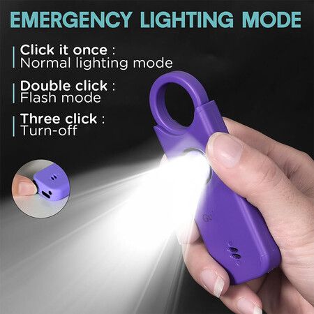 Rechargeable Personal Safety Alarm for Women, 135 dB Loud Self Defense Keychain Siren with LED Strobe Light for Women Kids Elderly (Violet)