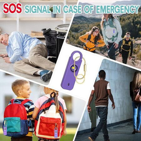 Rechargeable Personal Safety Alarm for Women, 135 dB Loud Self Defense Keychain Siren with LED Strobe Light for Women Kids Elderly (Violet)