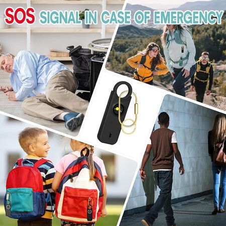 Rechargeable Personal Safety Alarm for Women, 135 dB Loud Self Defense Keychain Siren with LED Strobe Light, Personal Emergency Security Safe Devices Key Chain Alarms for Women Kids Elderly (Black)