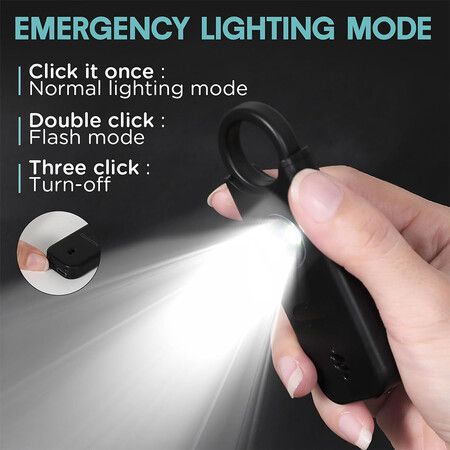 Rechargeable Personal Safety Alarm for Women, 135 dB Loud Self Defense Keychain Siren with LED Strobe Light, Personal Emergency Security Safe Devices Key Chain Alarms for Women Kids Elderly (Black)