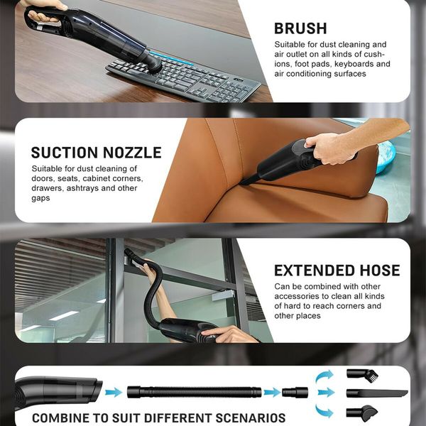 Handheld Vacuum Cordless Car Cleaner 10000pa Strong Brushless Motor Portable Rechargeable Car Vacuum with Multi-Surface Cleaning Accessories