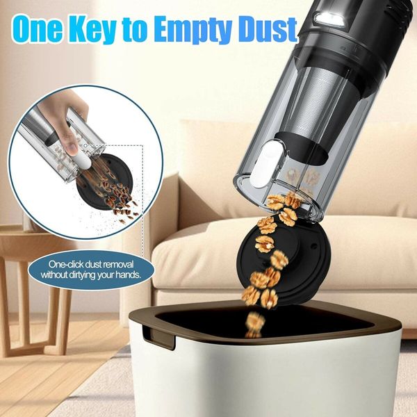 Handheld Vacuum Cordless 6500PA Car Vacuum Portable Vacuum Cleaner with LED Light with Multiple Accessories, Storage Bag for Home Car Office(Black)