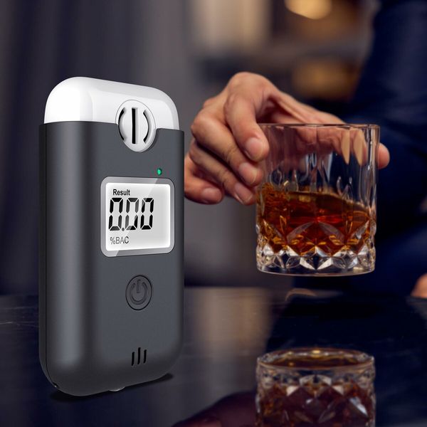 Portable Breathalyzer, Direct Blow, no Need to Change Mouthpieces,Digital Blue LCD Display with Illuminated Light for Personal and Family Gatheri