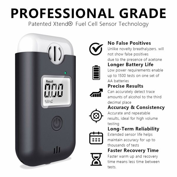 Portable Breathalyzer, Direct Blow, no Need to Change Mouthpieces,Digital Blue LCD Display with Illuminated Light for Personal and Family Gatheri