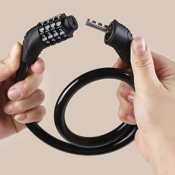 Bike Locks Cable, Anti Theft Bicycle Lock Chain, 4 Digit Security Resettable Bike Combination Lock (Black)