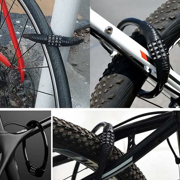 Bike Locks Cable, Anti Theft Bicycle Lock Chain, 4 Digit Security Resettable Bike Combination Lock (Black)