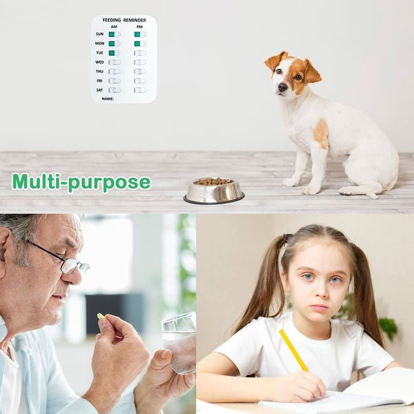 Pet Feeding Reminder Pet Feeding Reminder for Dogs Cats Pet Feed Reminder Magnetic or Double Sided Adhesive Prevent Overfeeding (2 Times)