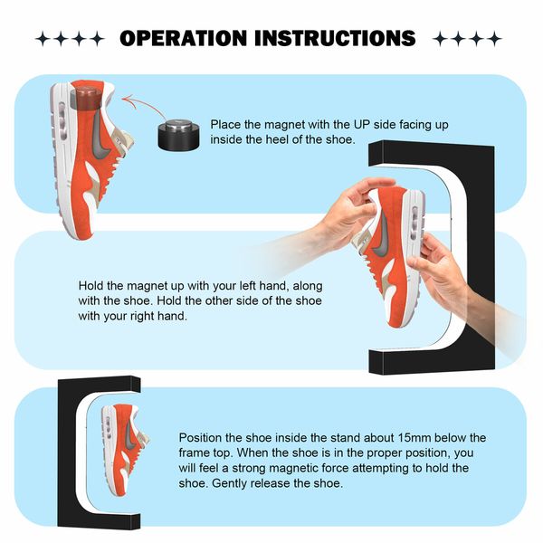 Levitating Shoe Display Stand Floating Rotating Spinning Sneaker Rack Holder Magnetic Levitation Acrylic Footwear Shelf