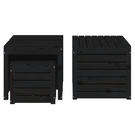 4 Piece Garden Box Set Black Solid Wood Pine