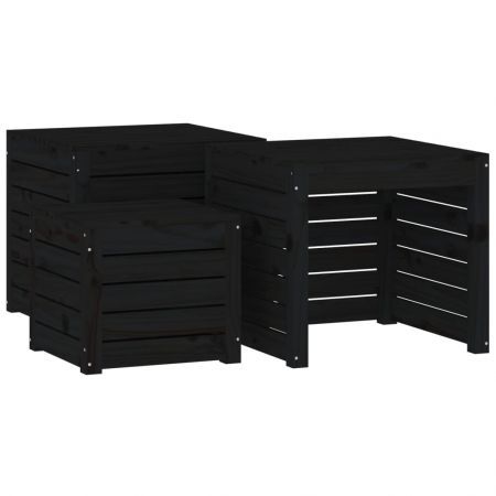 4 Piece Garden Box Set Black Solid Wood Pine