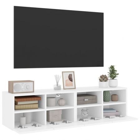 TV Wall Cabinets 2 pcs White 60x30x30 cm Engineered Wood