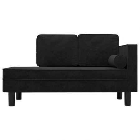 Chaise Lounge with Cushions and Bolster Black Velvet