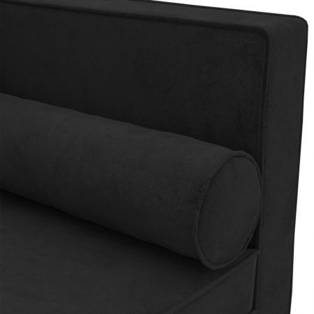 Chaise Lounge with Cushions and Bolster Black Velvet