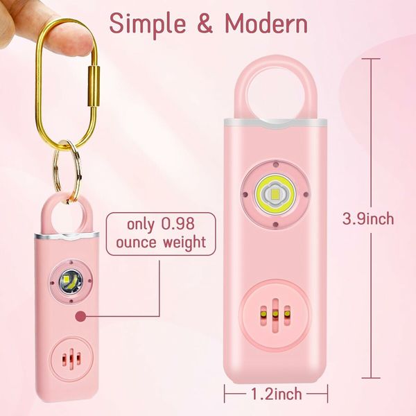 Personal Safety Alarm for Women, Teens, Elders and Kids 130dB Sound Alarm Keychain with LED Lights, Safety Alarm Keychain,Pink