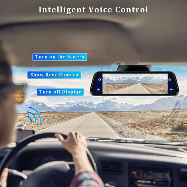 Mirror Dash Cam Compatible with Apple Carplay and Android Auto,9.66 inch Voice Control Rear View Mirror