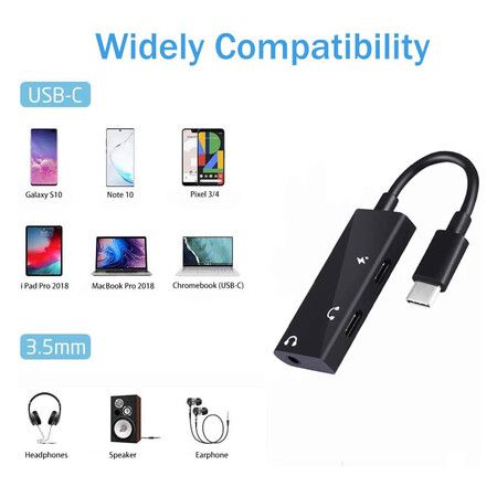 USB-C to 3.5mm Headphone Jack Adapter 3 in 1 USB Type C to Audio Aux Cable Headphone Jack Hi Res PD Fast Charge Adapter, for OnePlus 9 Pixel 5 Galaxy S22 and More