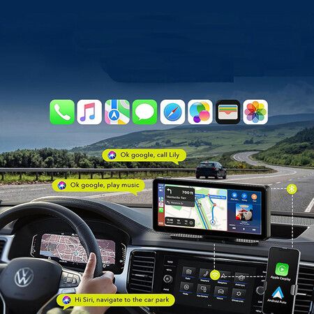 6.86 inch Portable Wireless Apple and Android Carplay Screen with HD Front and Rear Backup Camera