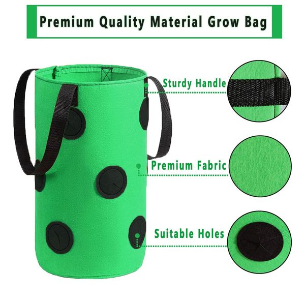 Garden Hanging Strawberry Planting Grow Bag,Upside Down Vegetable Planter with 12 Grow Holes Handle,For Tomato Chili Strawberry Fruit House Garden