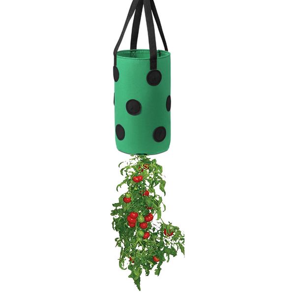 Garden Hanging Strawberry Planting Grow Bag,Upside Down Vegetable Planter with 12 Grow Holes Handle,For Tomato Chili Strawberry Fruit House Garden