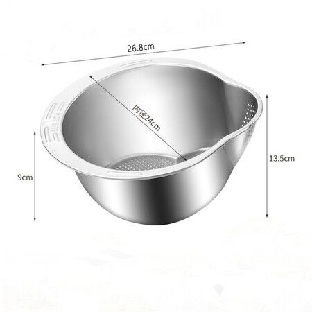 Rice Washer Strainer Bowl, 4 in 1 Washing Bowl for Quinoa, Stainless Steel Rinse