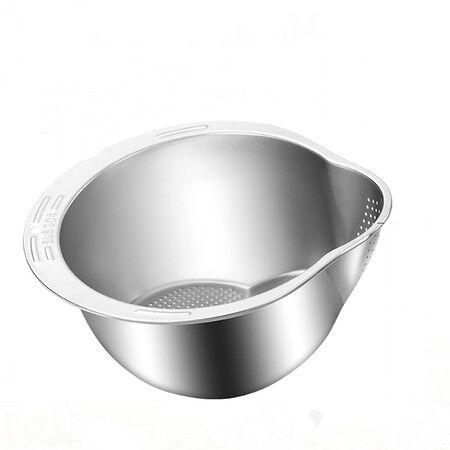 Rice Washer Strainer Bowl, 4 in 1 Washing Bowl for Quinoa, Stainless Steel Rinse