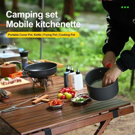 Camping Cooking Set, Non-Stick Lightweight Camping Pots and Pans Set  Outdoor Cooking & Picnic