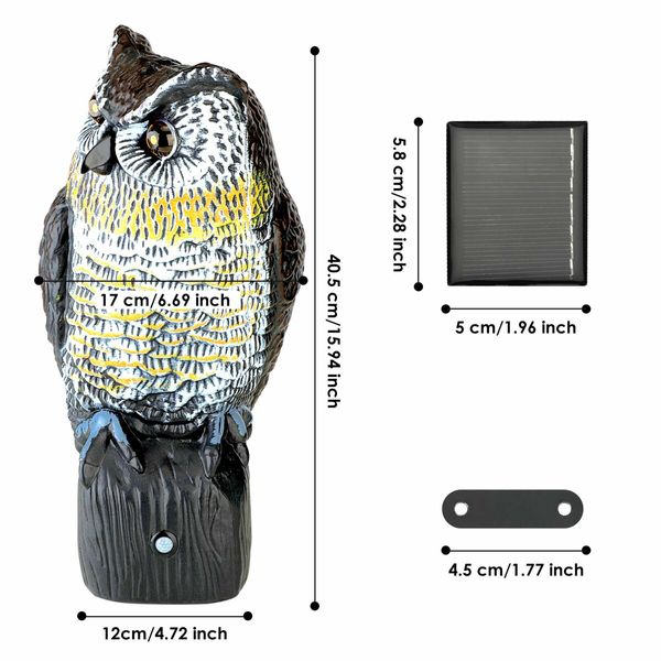 Plastic Owl to Keep Birds Away,Owl Scarecrows with Flashing Eyes&Frightening Sound,Owl for Bird Control for Garden Yard Outdoor