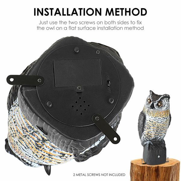 Plastic Owl to Keep Birds Away,Owl Scarecrows with Flashing Eyes&Frightening Sound,Owl for Bird Control for Garden Yard Outdoor