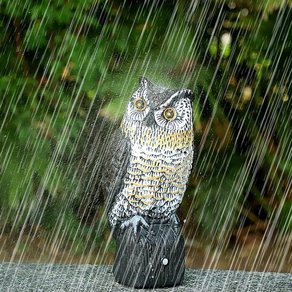 Plastic Owl to Keep Birds Away,Owl Scarecrows with Flashing Eyes&Frightening Sound,Owl for Bird Control for Garden Yard Outdoor