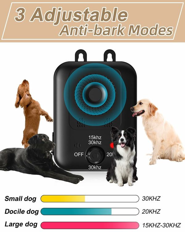 Anti Barking Devices with 3 Modes Rechargeable Ultrasonic Bark Box for Indoor and Outdoor Dogs