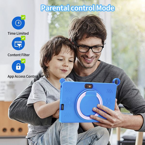 Kids Android Learning 7 inch Tablets with WiFi,32GB ROM,2GB RAM,Bluetooth,Dual Camera,Parental Control,Pre-Installed APPs-Blue