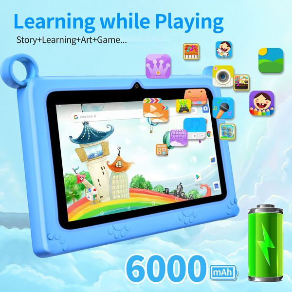 Kids Android Learning 7 inch Tablets with WiFi,32GB ROM,2GB RAM,Bluetooth,Dual Camera,Parental Control,Pre-Installed APPs-Blue